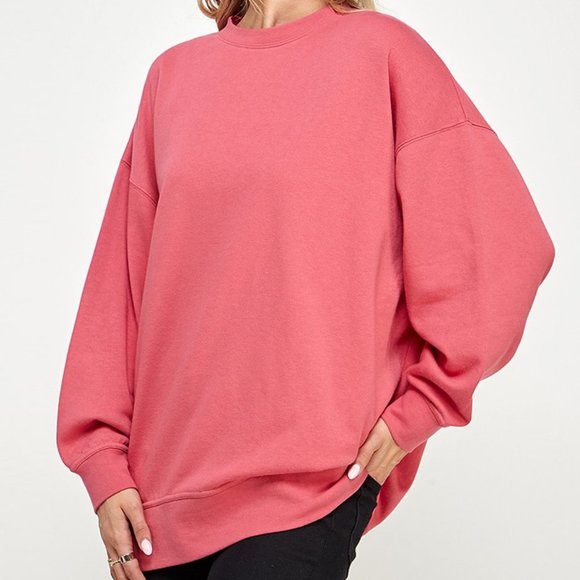 NEW Reflex Soft Longline Tunic Oversize Fleece Lined Crew Neck Sweatshirt Top - Picture 5 of 10
